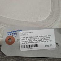 Shimmable Sheepskin Half Pad, 0 shims, rolled edge *gc/fair, hairy, dirty, clumpy, pilly, bare spot, warped, stains, missing velcro