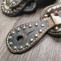 CowHide Western Spur Straps, Bling *gc, rubs, dirt, scracthes & scrapes
