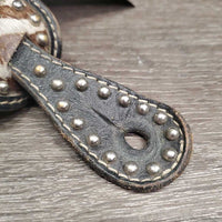 CowHide Western Spur Straps, Bling *gc, rubs, dirt, scracthes & scrapes