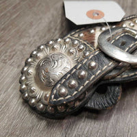 CowHide Western Spur Straps, Bling *gc, rubs, dirt, scracthes & scrapes