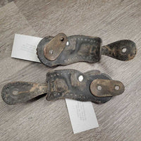 CowHide Western Spur Straps, Bling *gc, rubs, dirt, scracthes & scrapes
