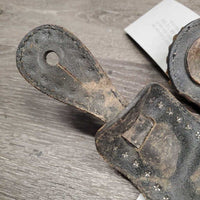 CowHide Western Spur Straps, Bling *gc, rubs, dirt, scracthes & scrapes
