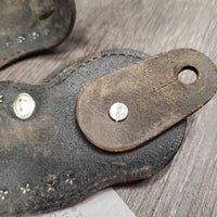 CowHide Western Spur Straps, Bling *gc, rubs, dirt, scracthes & scrapes