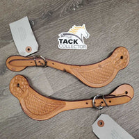 Tooled Leather Western Spur Straps *xc/like new, clean, mnr stains, dry, stiff