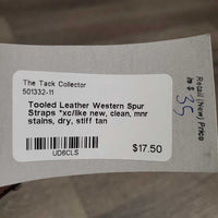 Tooled Leather Western Spur Straps *xc/like new, clean, mnr stains, dry, stiff
