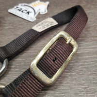 Thick Nylon Halter, adj, snap *vgc, clean, faded & discolored, stains, mnr stretched holes, scraped hardware