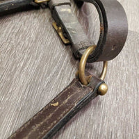 Wst Leather Show Halter, adj, snap, add on bling *gc/fair, dirt, broken end, loose/sharp rivet ends
