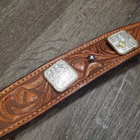 #12934 BreastCollar, snap, +Conchos & Rivets *vgc, clean, mnr dirt, scrapes, stains & rust, xholes, sloppy rivets