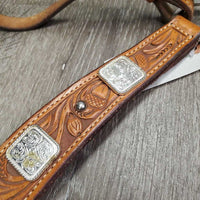 #12934 BreastCollar, snap, +Conchos & Rivets *vgc, clean, mnr dirt, scrapes, stains & rust, xholes, sloppy rivets
