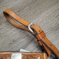 #12934 BreastCollar, snap, +Conchos & Rivets *vgc, clean, mnr dirt, scrapes, stains & rust, xholes, sloppy rivets
