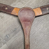 #12934 BreastCollar, snap, +Conchos & Rivets *vgc, clean, mnr dirt, scrapes, stains & rust, xholes, sloppy rivets
