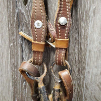 Narrow Headstall, Chin Strap, Dog Bone LS Bit *gc/fair, clean, rubs, dirt, rusty, mismatched
