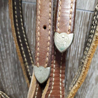Narrow Headstall, Chin Strap, Dog Bone LS Bit *gc/fair, clean, rubs, dirt, rusty, mismatched
