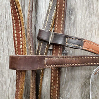 Narrow Headstall, Chin Strap, Dog Bone LS Bit *gc/fair, clean, rubs, dirt, rusty, mismatched
