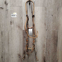 Narrow Headstall, Chin Strap, Dog Bone LS Bit *gc/fair, clean, rubs, dirt, rusty, mismatched
