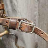 Narrow Headstall, Chin Strap, Dog Bone LS Bit *gc/fair, clean, rubs, dirt, rusty, mismatched
