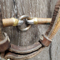 Narrow Headstall, Chin Strap, Dog Bone LS Bit *gc/fair, clean, rubs, dirt, rusty, mismatched

