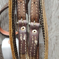 Narrow Headstall, Chin Strap, Dog Bone LS Bit *gc/fair, clean, rubs, dirt, rusty, mismatched
