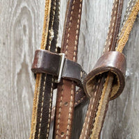 Narrow Headstall, Chin Strap, Dog Bone LS Bit *gc/fair, clean, rubs, dirt, rusty, mismatched
