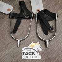 Pr Hvy Pow Spurs, Wide Braided Nylon Spur Straps *vgc, clean, scuffs, stains
