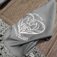 Crochet Fly Veil Ear Bonnet, 1x bling, 2x piping *like new
