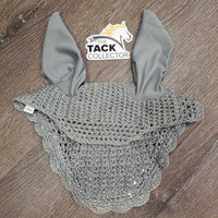 Crochet Fly Veil Ear Bonnet, 1x bling, 2x piping *like new
