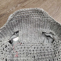 Crochet Fly Veil Ear Bonnet, 1x bling, 2x piping *like new
