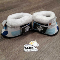 Pr Wrap Around Bell Boots, velcro, fleece Top *xc, clean, edge rubs & frays, mnr stains & hair
