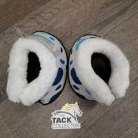 Pr Wrap Around Bell Boots, velcro, fleece Top *xc, clean, edge rubs & frays, mnr stains & hair
