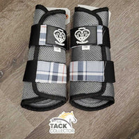 Pr Mesh Closed Boots, velcro *Grey Plaid" *new
