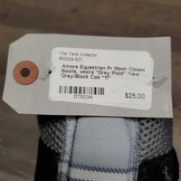 Pr Mesh Closed Boots, velcro *Grey Plaid" *new
