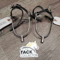 Pr Round End Spurs, Narrow Thick Leather Spur Straps *gc, dirt, scuffs, dents
