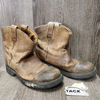 Short Western Boots *fair, clean, stained, dry, dented toes, v.peeled edges, folded insoles, crumpled, scrapes
