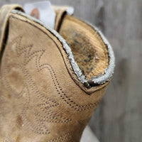 Short Western Boots *fair, clean, stained, dry, dented toes, v.peeled edges, folded insoles, crumpled, scrapes
