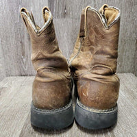 Short Western Boots *fair, clean, stained, dry, dented toes, v.peeled edges, folded insoles, crumpled, scrapes
