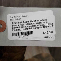 Short Western Boots *fair, clean, stained, dry, dented toes, v.peeled edges, folded insoles, crumpled, scrapes

