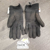 Pr Thick Fleece Lined Winter Cloth Pimple Riding Gloves *gc, v.dirty, finger rubs