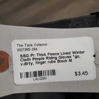 Pr Thick Fleece Lined Winter Cloth Pimple Riding Gloves *gc, v.dirty, finger rubs
