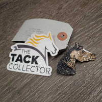 Soft Painted Leather Horse Head Pin *xc/vgc, mnr missing glitter
