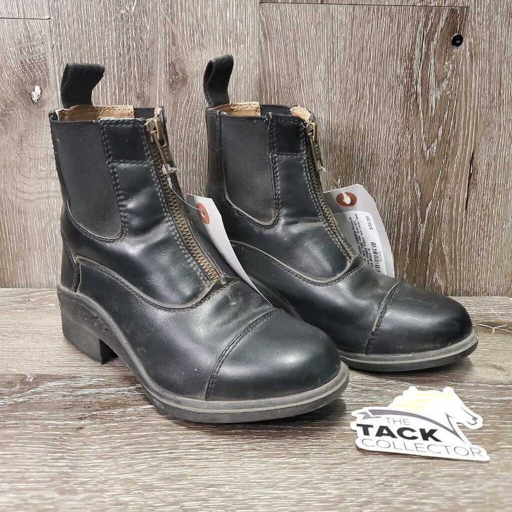 JUNIORS Paddock Boots, zips *vgc, mnr dust/dirt, v.torn tongue edges, mnr inner heel rubs