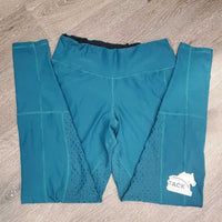 Full Seat Sticky Euro Seat Riding Tight Breeches *fair, threads unstitched waist, seam rubs & pills, cracking & peeling logos & stickies
