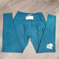 Full Seat Sticky Euro Seat Riding Tight Breeches *fair, threads unstitched waist, seam rubs & pills, cracking & peeling logos & stickies

