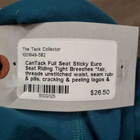 Full Seat Sticky Euro Seat Riding Tight Breeches *fair, threads unstitched waist, seam rubs & pills, cracking & peeling logos & stickies
