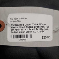 Thick Winter Fleece Lined Riding Breeches, Pull On *gc/fair, v.rubbed & pilly, hair, faded, older

