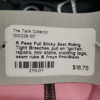 Full Sticky Seat Riding Tight Breeches, pull on *gc/fair, repairs, mnr stains, cracking logo, seam rubs & frays

