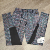 JUNIORS v.light Euro Seat Riding Tight Breeches, drawstring waist, pull on *gc, seam rubs, knee stains, older?
