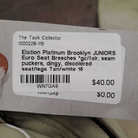 JUNIORS Euro Seat Breeches *gc/fair, seam puckers, dingy, discolored seat/legs
