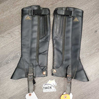Hvy Leather Half Chaps, Zipper, Velcro, Top velcro Strap *gc, dirty, older, creased/folded, rubs?stains
