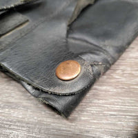 Hvy Leather Half Chaps, Zipper, Velcro, Top velcro Strap *gc, dirty, older, creased/folded, rubs?stains
