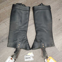 Hvy Leather Half Chaps, Zipper, Velcro, Top velcro Strap *gc, dirty, older, creased/folded, rubs?stains
